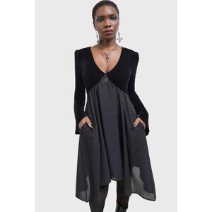 Killstar Nyctogrim Midi Dress XS Pentagram Hardware Black Goth Gothic Witchy NWT